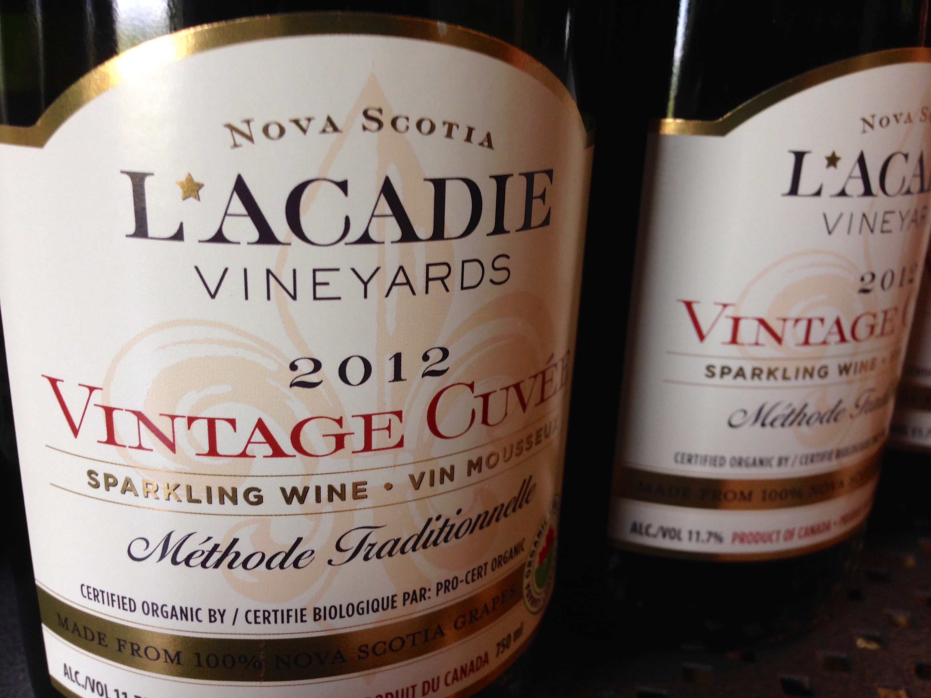Most sparkling wines in the Annapolis Valley are produced under the méthode traditionnelle, just like in Champagne.