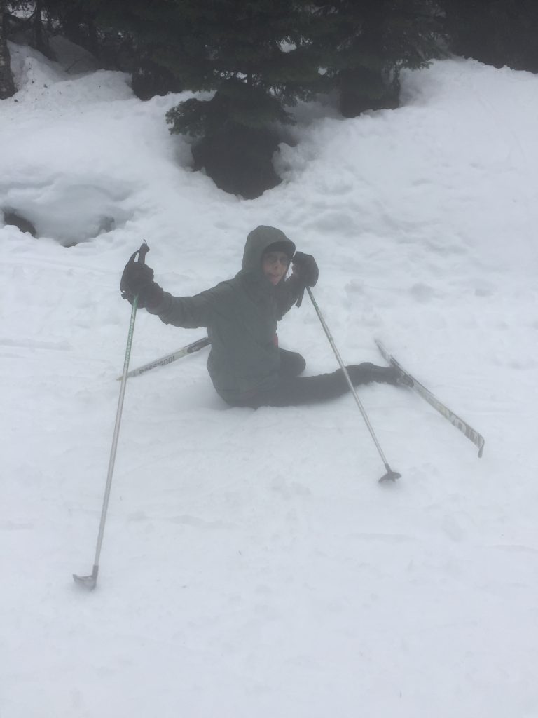 cross country ski Mt Hood wipeout