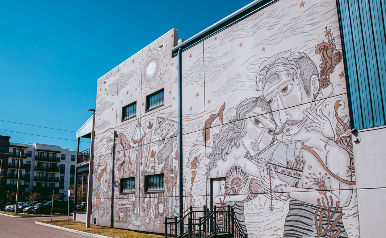 Murals outside the craft brewery in Tampa, Coppertail Brewing Co