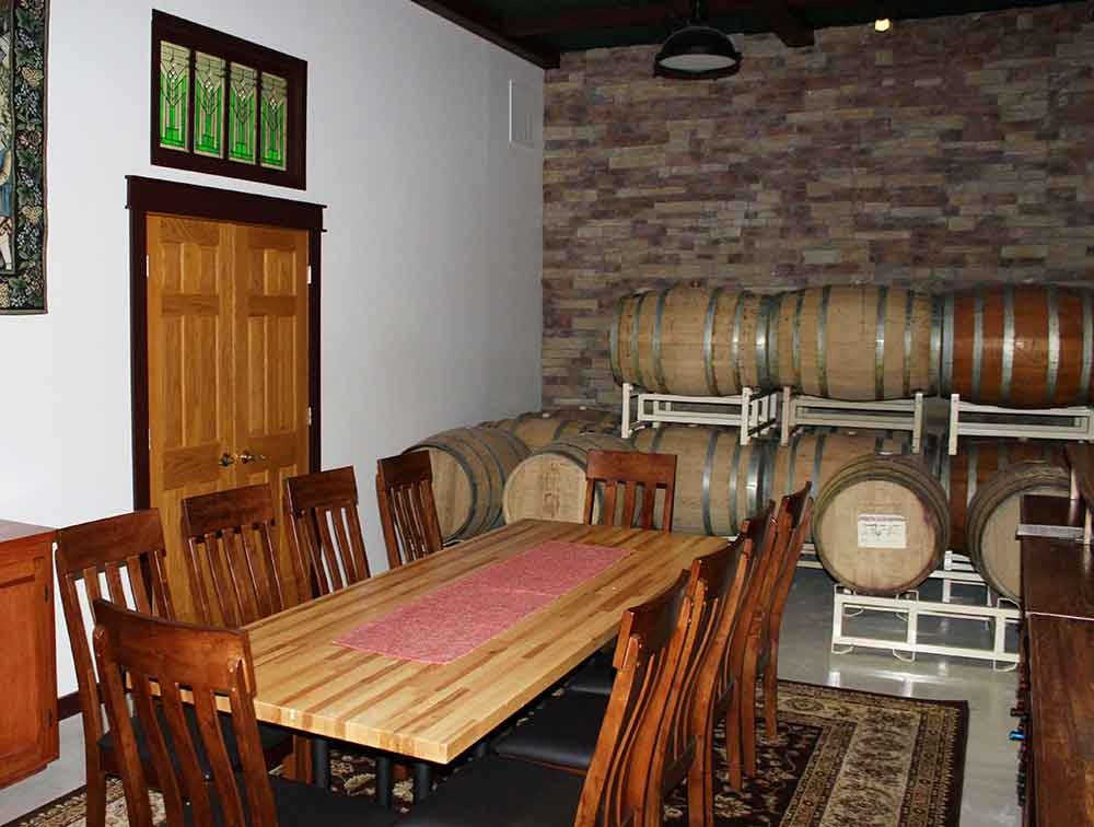 Butler Winery barrel room used for private tastings.