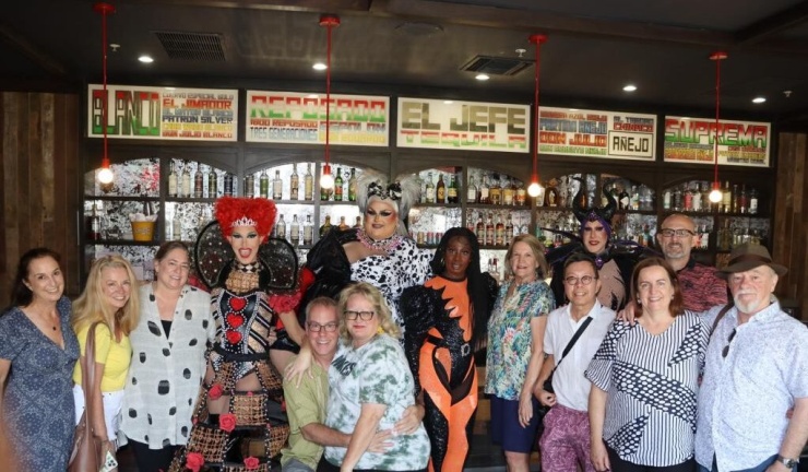 Our IFWTWA group at the Palm Springs Drag Brunch with the current cast