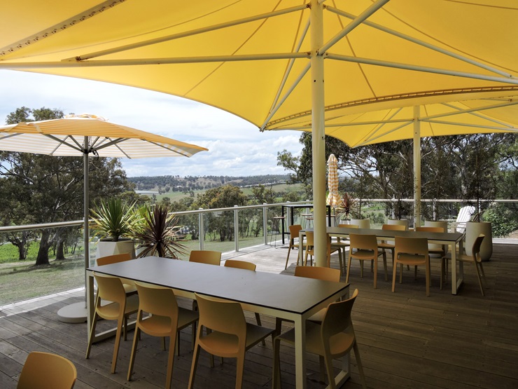 Shaded seating at Petaluma Wines