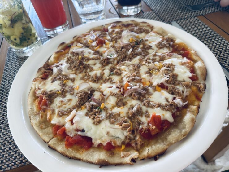 Pizza at lunch features spicy Maldivian tuna