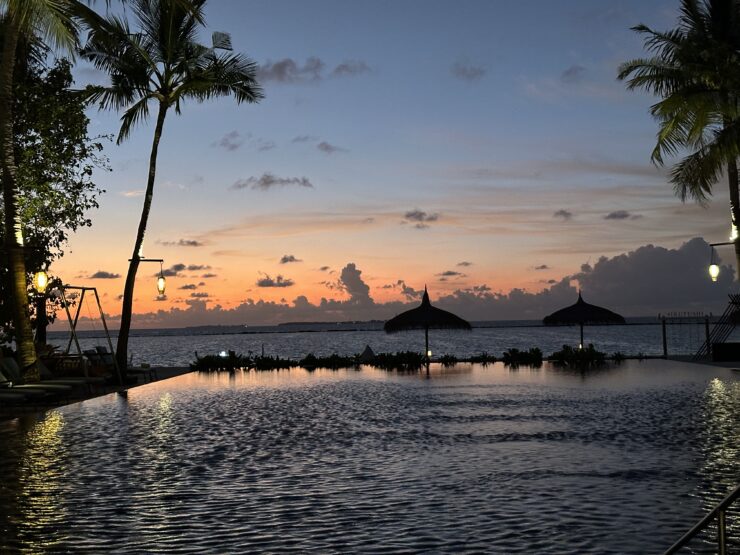 Romantic sunset in the Maldives