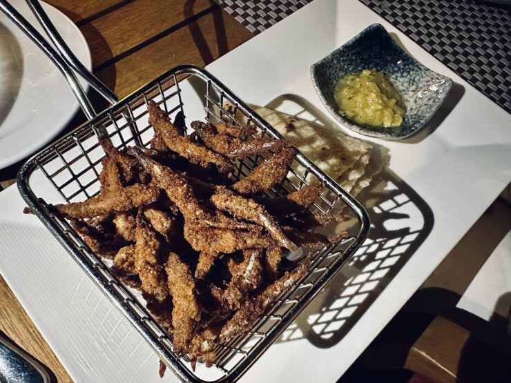 Theluli rehi are deep-fried fish served at the Maldivian restaurant, Kaage