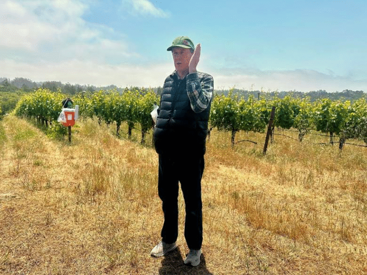 Ted Lemon in his estate vineyard