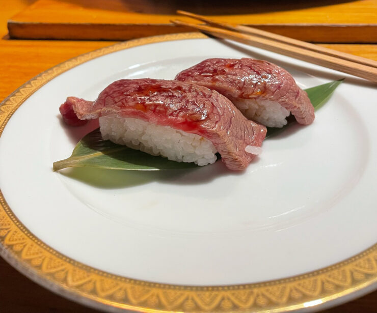Omi beef nigiri at Setsugekka 
