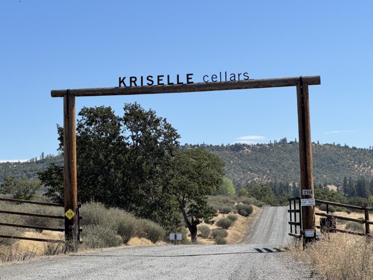 Kriselle Cellars entrance showing road