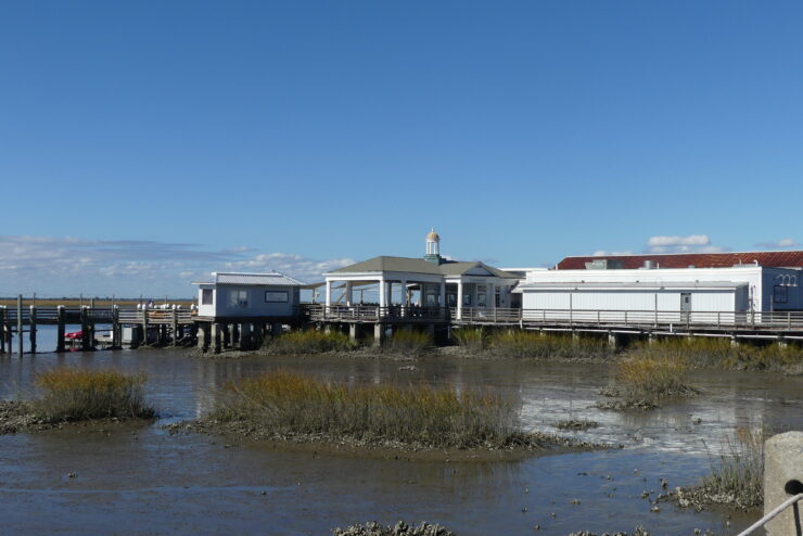 A restaurant on a river.