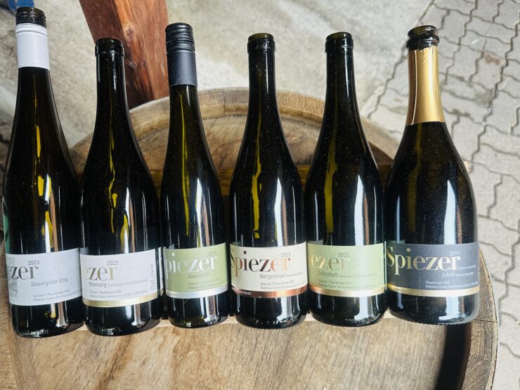 Showcasing the variety of Swiss wines at Spiezer Winery in Spiez. @Barbara Redding
