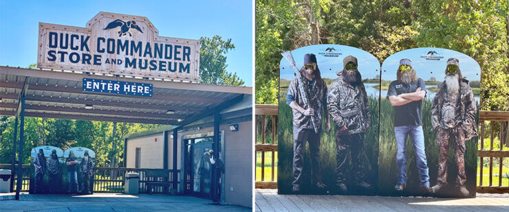 The Duck Commander Store and Museum, and a photo opportunity outside the museum showing the Duck Dynasty characters.