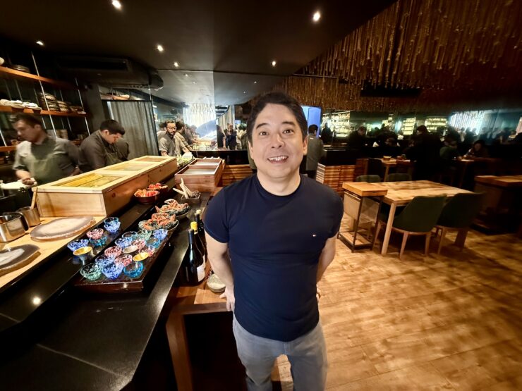 Lima-born chef Mitsuharu “Micha” Tsumura in the dining room at Maido in Lima Peru which recently took top spot on the World’s 50 Best Restaurants.