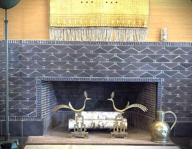 The hearth inside Saarinen House, in the drawing room, where guests would see it as they entered the house.