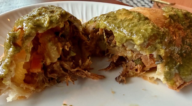 Empanada filled with a mix mainly made from oxtail.