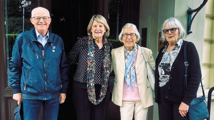 My sister Linda and I with our cousins  in Oslo. 