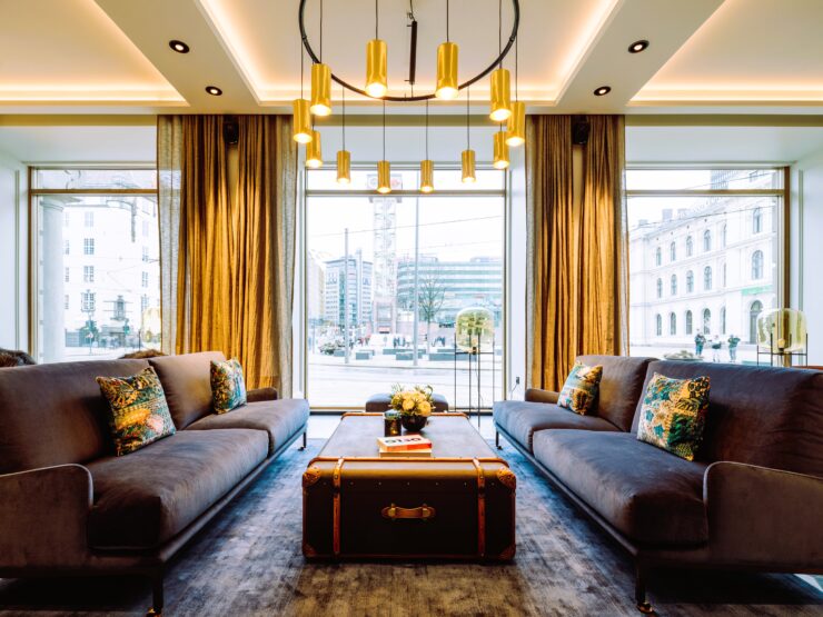 The lobby of the Amerikalinjen Hotel. Courtesy of the Amerikalinjen Hotel