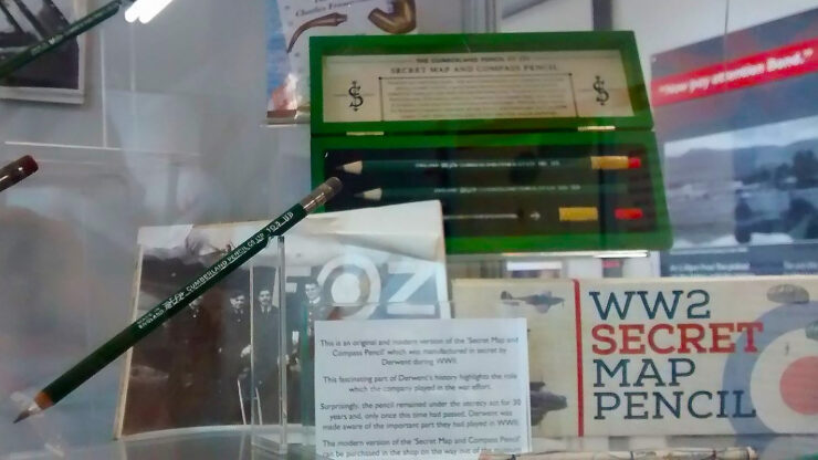 WW2 Secret Map Pencil Display, Derwent Pencil Museum