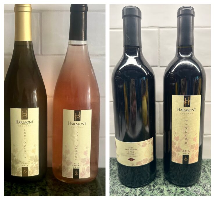 Harmony red, white and rose wine bottles