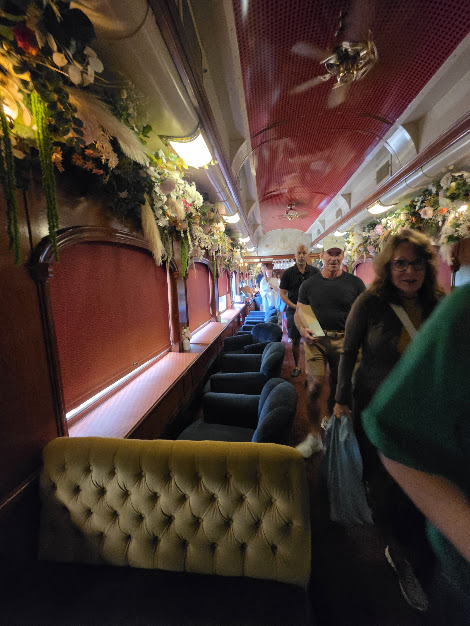 Aboard the train after the tasting