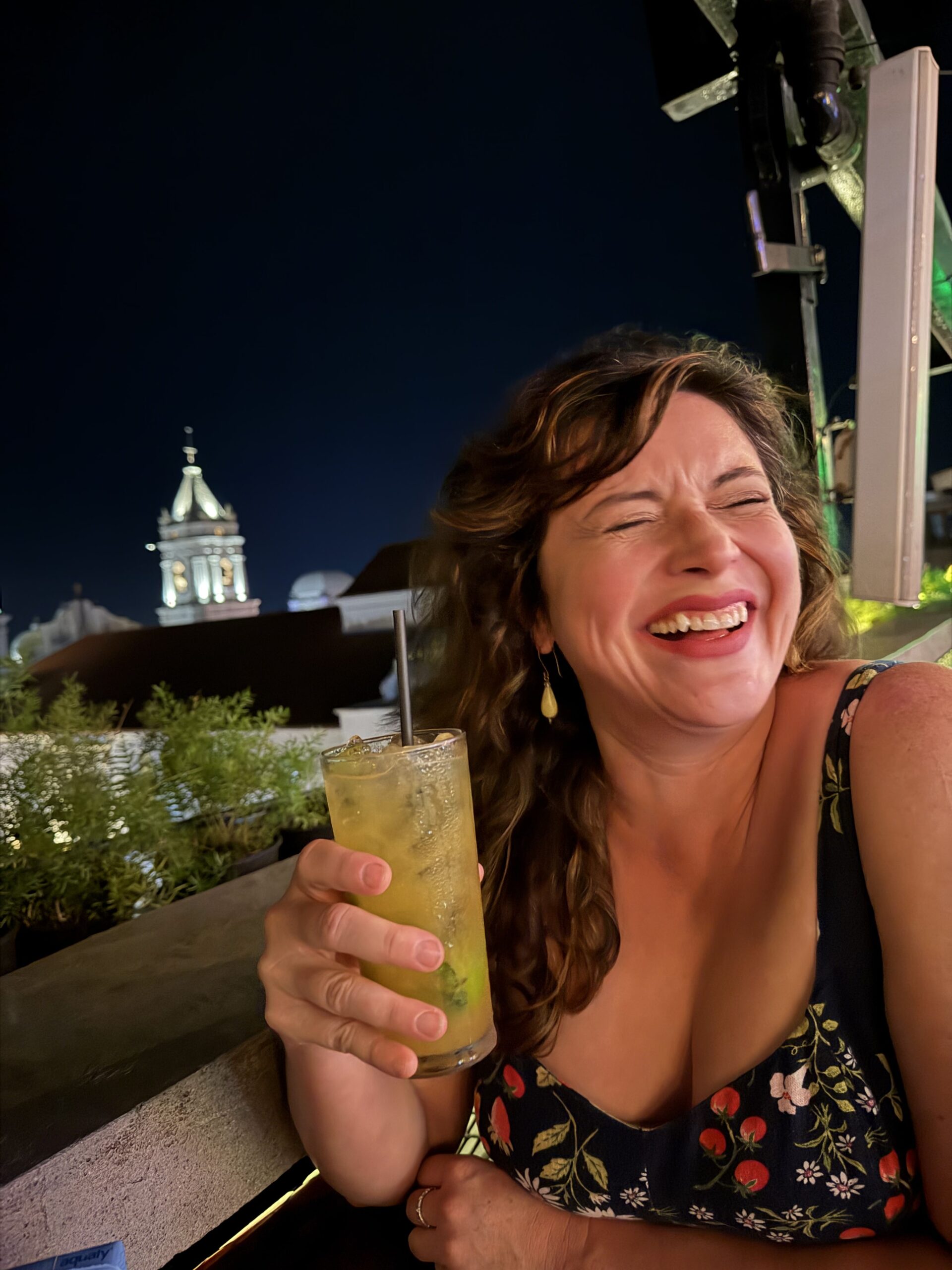 jeannine laughing on rooftop at Tantalo Panama City