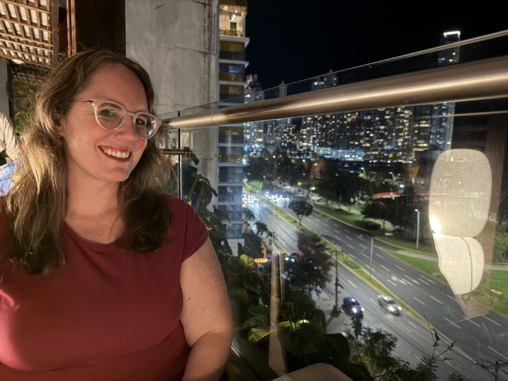 Eileen at rooftop restaurant Azahar in Panama City