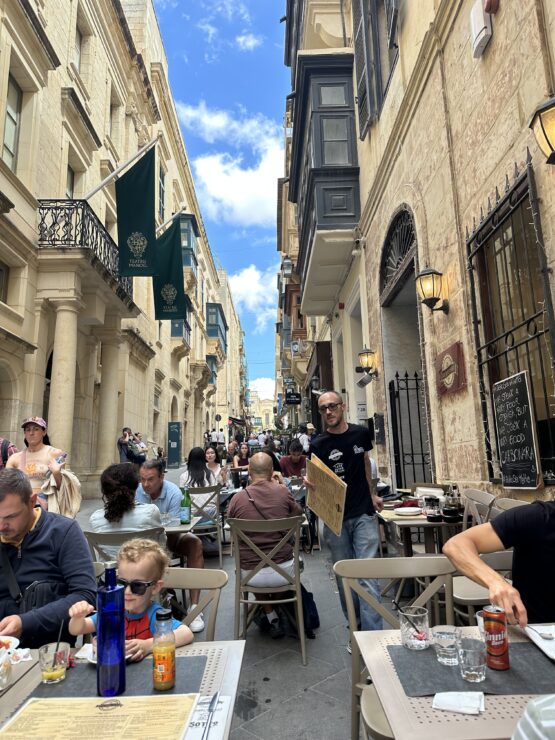 Outdoor dining is everywhere, taking advantage of of Malta's sunny, warm climate