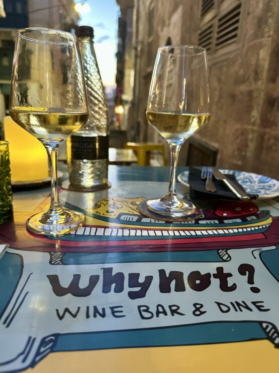 Why Not wine bar offers a sliver of ocean view and a wide variety of Maltese wines
