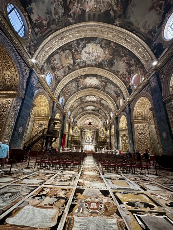 St. John's Co-Cathedral in Valletta is over-the-top with a riot of Baroque design elements