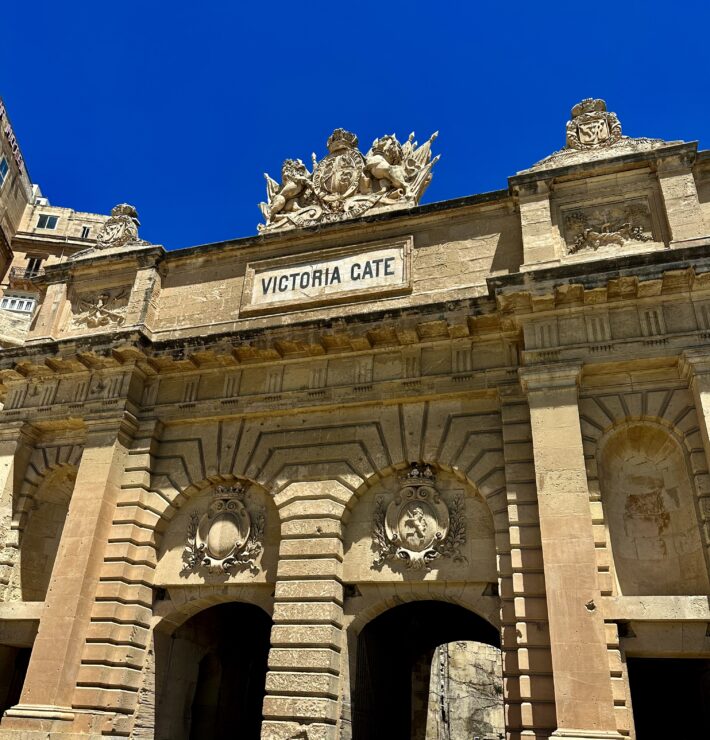 The ornate Victoria Gate is the main entrance into Valletta from the harbor