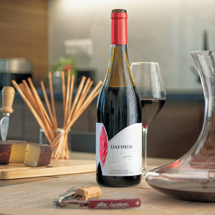 Bottle of Douloufakis Winery Liatiko wine.