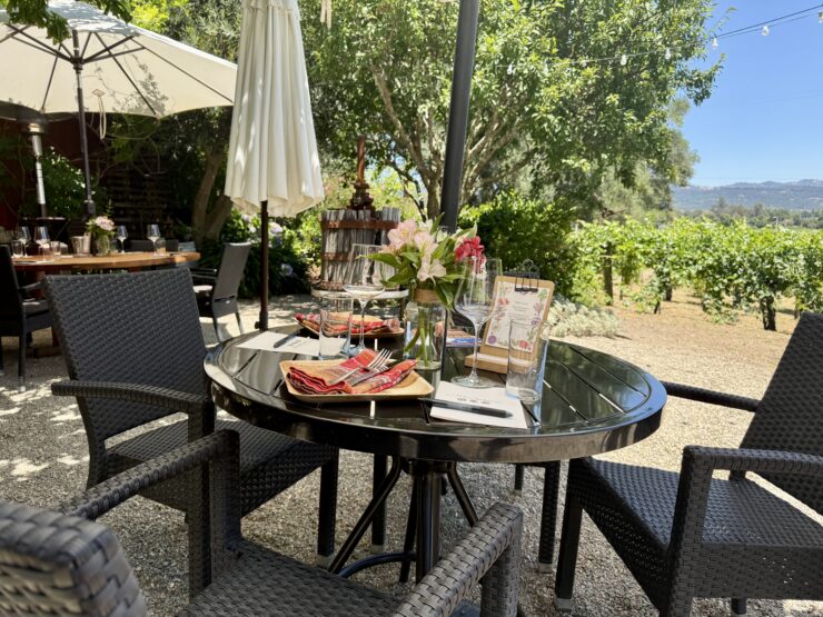 Tres Sabores tasting tables sit among the vines on their property, giving visitors a unique vantage point.