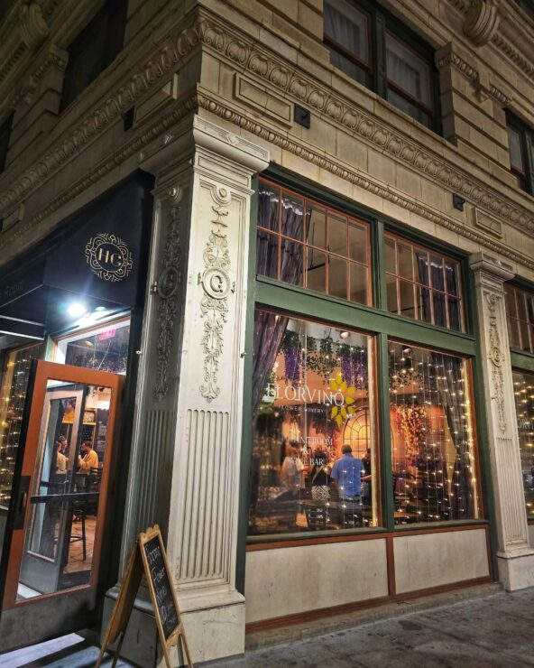 FlorVino's tasting room and wine bar in San Antonio, Texas, located at Hotel Gibbs on Alamo Plaza.